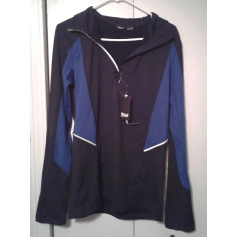 CRIVIT MEN'S JACKET SIZE MEDIUM BLACK/BLUE PULL-OVER JACKET!! ATHLETIC STYLE